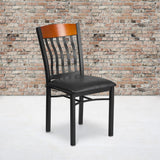 Commercial Grade Series Vertical Back Metal and Wood Restaurant Chair with Vinyl Seat