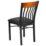 English Elm Commercial Grade Series Vertical Back Metal and Wood Restaurant Chair with Vinyl Seat