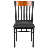 English Elm Commercial Grade Series Vertical Back Metal and Wood Restaurant Chair with Vinyl Seat