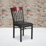 English Elm Commercial Grade Series Vertical Back Metal and Wood Restaurant Chair with Vinyl Seat