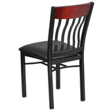 English Elm Commercial Grade Series Vertical Back Metal and Wood Restaurant Chair with Vinyl Seat