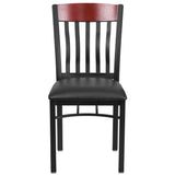 English Elm Commercial Grade Series Vertical Back Metal and Wood Restaurant Chair with Vinyl Seat