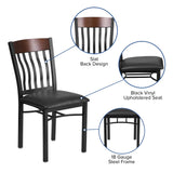 English Elm Commercial Grade Series Vertical Back Metal and Wood Restaurant Chair with Vinyl Seat