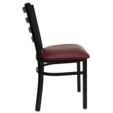 English Elm Commercial Grade Series Black Ladder Back Metal Restaurant Chair - Vinyl Seat