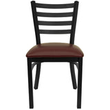 English Elm Commercial Grade Series Black Ladder Back Metal Restaurant Chair - Vinyl Seat