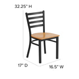 English Elm Commercial Grade Series Black Ladder Back Metal Restaurant Chair - Wood Seat