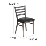 English Elm Commercial Grade Series Clear Coated Ladder Back Metal Restaurant Chair - Vinyl Seat