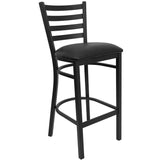 English Elm Commercial Grade Series Ladder Back Metal Restaurant Barstool - Vinyl Seat