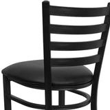 English Elm Commercial Grade Series Ladder Back Metal Restaurant Barstool - Vinyl Seat