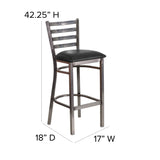 English Elm Commercial Grade Series Clear Coated Ladder Back Metal Restaurant Barstool - Vinyl Seat