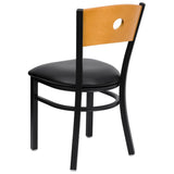 English Elm Commercial Grade Series Circle Back Metal Restaurant Chair - Natural Wood Back, Vinyl Seat