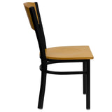 English Elm Commercial Grade Series Black Circle Back Metal Restaurant Chair - Wood Back & Seat