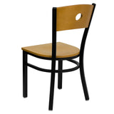 English Elm Commercial Grade Series Black Circle Back Metal Restaurant Chair - Wood Back & Seat