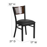 English Elm Commercial Grade Series Slat Back Metal Restaurant Chair - Walnut Wood Back, Vinyl Seat