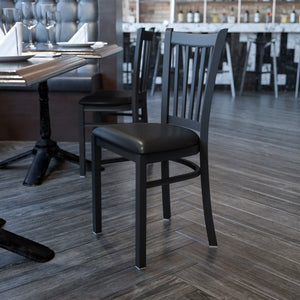 English Elm Commercial Grade Series Vertical Back Metal Restaurant Chair - Vinyl Seat