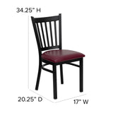 English Elm Commercial Grade Series Black Vertical Back Metal Restaurant Chair - Vinyl Seat