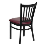 English Elm Commercial Grade Series Black Vertical Back Metal Restaurant Chair - Vinyl Seat