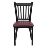 English Elm Commercial Grade Series Black Vertical Back Metal Restaurant Chair - Vinyl Seat