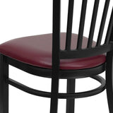 English Elm Commercial Grade Series Black Vertical Back Metal Restaurant Chair - Vinyl Seat