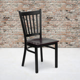 Black Metal Restaurant Chair with Mahogany Wood Seat - Commercial Grade