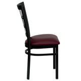 English Elm Commercial Grade Series Black Window Back Metal Restaurant Chair - Vinyl Seat