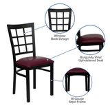 English Elm Commercial Grade Series Black Window Back Metal Restaurant Chair - Vinyl Seat