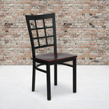 Black Metal Restaurant Chair with Mahogany Wood Seat - Commercial Grade Series