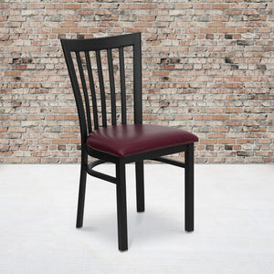 English Elm Commercial Grade Series Black School House Back Metal Restaurant Chair - Vinyl Seat