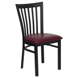 English Elm Commercial Grade Series Black School House Back Metal Restaurant Chair - Vinyl Seat