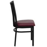 English Elm Commercial Grade Series Black School House Back Metal Restaurant Chair - Vinyl Seat