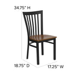 English Elm Commercial Grade Series Black School House Back Metal Restaurant Chair - Cherry Wood Seat