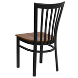 English Elm Commercial Grade Series Black School House Back Metal Restaurant Chair - Cherry Wood Seat