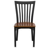 English Elm Commercial Grade Series Black School House Back Metal Restaurant Chair - Cherry Wood Seat