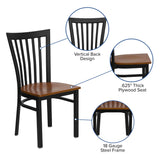 English Elm Commercial Grade Series Black School House Back Metal Restaurant Chair - Cherry Wood Seat