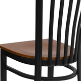 English Elm Commercial Grade Series Black School House Back Metal Restaurant Chair - Cherry Wood Seat