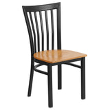 English Elm Commercial Grade Series Black School House Back Metal Restaurant Chair - Wood Seat