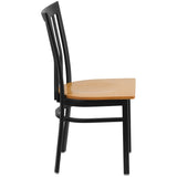 English Elm Commercial Grade Series Black School House Back Metal Restaurant Chair - Wood Seat