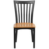 English Elm Commercial Grade Series Black School House Back Metal Restaurant Chair - Wood Seat