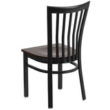 English Elm Commercial Grade Series Black School House Back Metal Restaurant Chair - Walnut Wood Seat