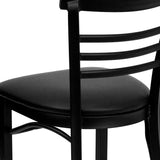 English Elm Commercial Grade Series Three-Slat Ladder Back Metal Restaurant Chair - Vinyl Seat