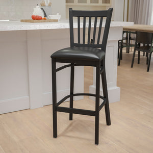 English Elm Commercial Grade Series Vertical Back Metal Restaurant Barstool - Vinyl Seat