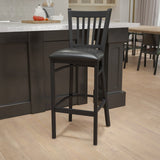 English Elm Commercial Grade Series Vertical Back Metal Restaurant Barstool - Vinyl Seat