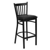 English Elm Commercial Grade Series Vertical Back Metal Restaurant Barstool - Vinyl Seat