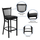 English Elm Commercial Grade Series Vertical Back Metal Restaurant Barstool - Vinyl Seat