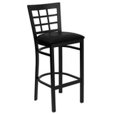 English Elm Commercial Grade Series Window Back Metal Restaurant Barstool - Vinyl Seat