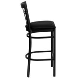 English Elm Commercial Grade Series Window Back Metal Restaurant Barstool - Vinyl Seat