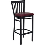 English Elm Commercial Grade Series Black School House Back Metal Restaurant Barstool - Vinyl Seat