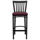 English Elm Commercial Grade Series Black School House Back Metal Restaurant Barstool - Vinyl Seat