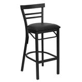 English Elm Commercial Grade Series Two-Slat Ladder Back Metal Restaurant Barstool - Vinyl Seat