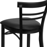 English Elm Commercial Grade Series Two-Slat Ladder Back Metal Restaurant Barstool - Vinyl Seat